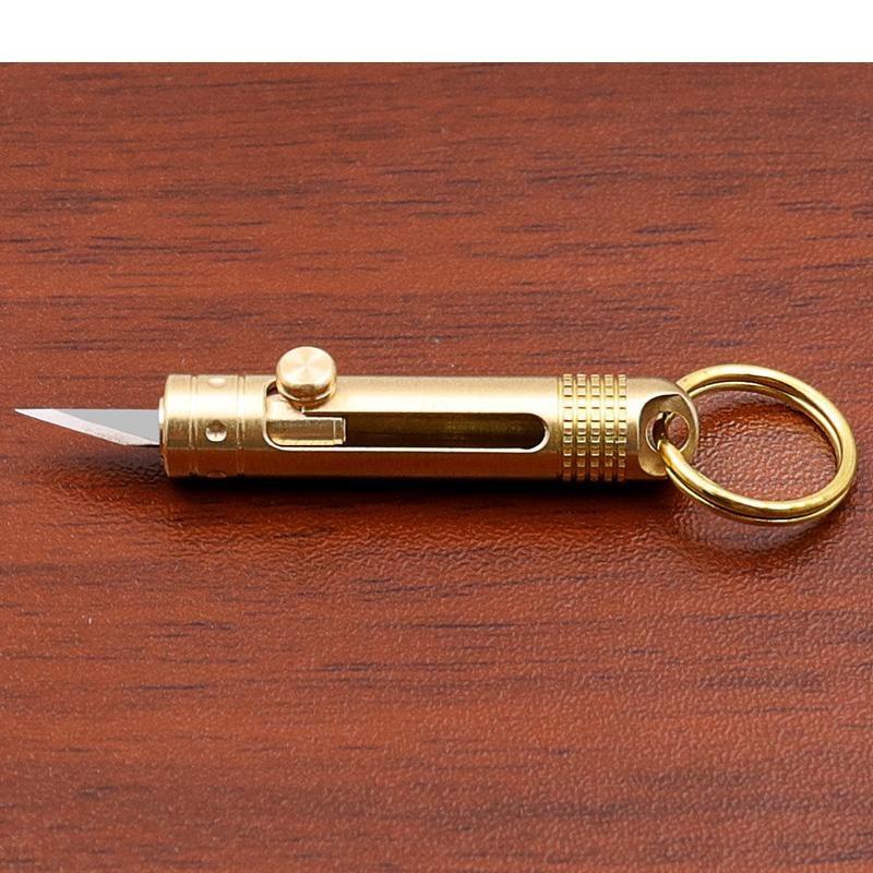 Brass Knife Keychain Pendant Outdoor Carry-on Disassembly Express Utility Knife Office Stationery Cutting Supplies