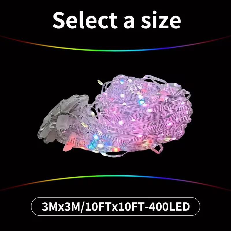 Smart Bluetooth Christmas Curtain Lights – Colorful LED Festival Decoration