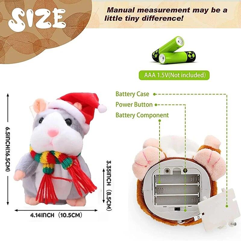 Ediția de Crăciun Hamster vorbitor drăguț cu eșarfă în stil aleatoriu Jucării electrice de plus Cel mai bun prieten al copiilor