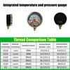2-In-1 Pressure Gauge And  10 Bar Temperature And Pressure Gauge Temperature 0-120°C Temperature And Pressure Meter