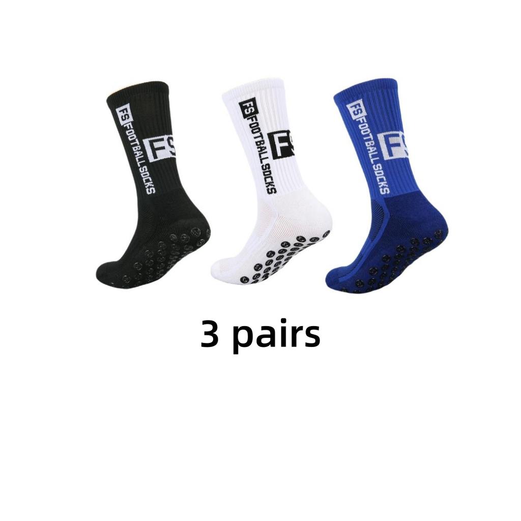 3 Pairs Non Slip Football Socks Mens Friction Gasket Tube Running Ice Snow Hiking Athletic Over Knee Stockings Basketball Socks