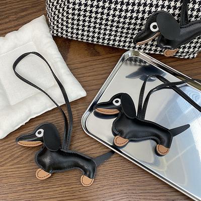 Chaveiro de couro sintético para cachorro dachshund, bolsa feminina, pingente, joia, chaveiro, porta-chaves, presente