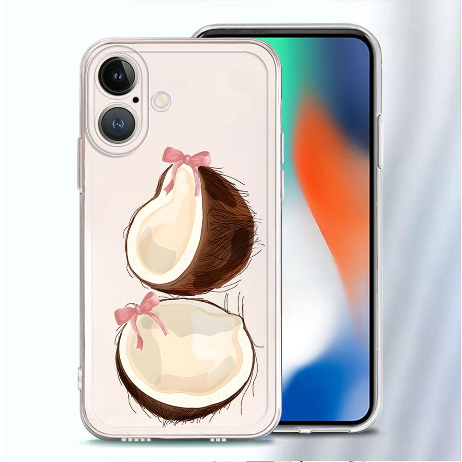 Soft Phone Cover Case for iPhone 17 Pro Max 12 Mini 15 16 13 Pro Air XS Max 7 8 14 Plus XR 11 Simple Coconut
