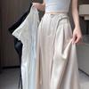 2026 Damen High-Waist Acetatsatin Weitbeinige Bodenlange Hose - Stylischer Sommer Sonnenschutz Freizeitanzug.
