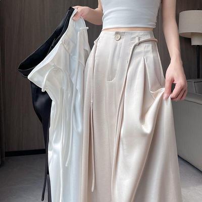 2026 Women's High-Waisted Acetate Satin Wide-Leg Floor-Length Pants - Stylish Summer Sun Protection Casual Suit.