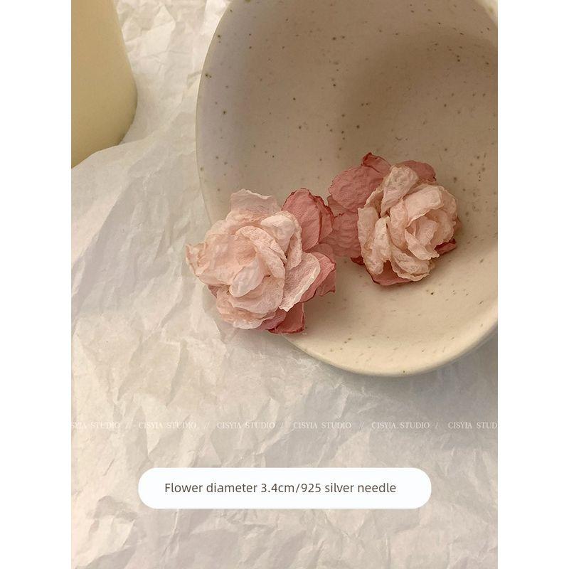 

Pink Female Ear Clip Best Selling Summer Fairy Cute Flowers Pink (s925 Silver Needle)