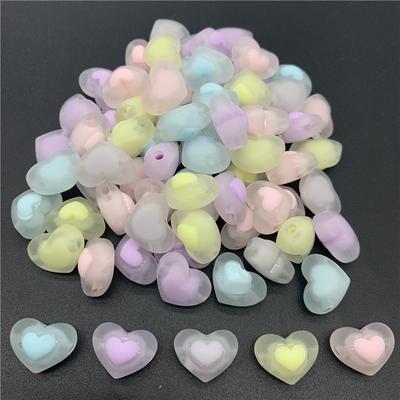 100Pcs 17mm Acrylic Spaced Beads Transparent Heart Shape Beads for Jewelry Making DIY Necklace Earrings Accessories