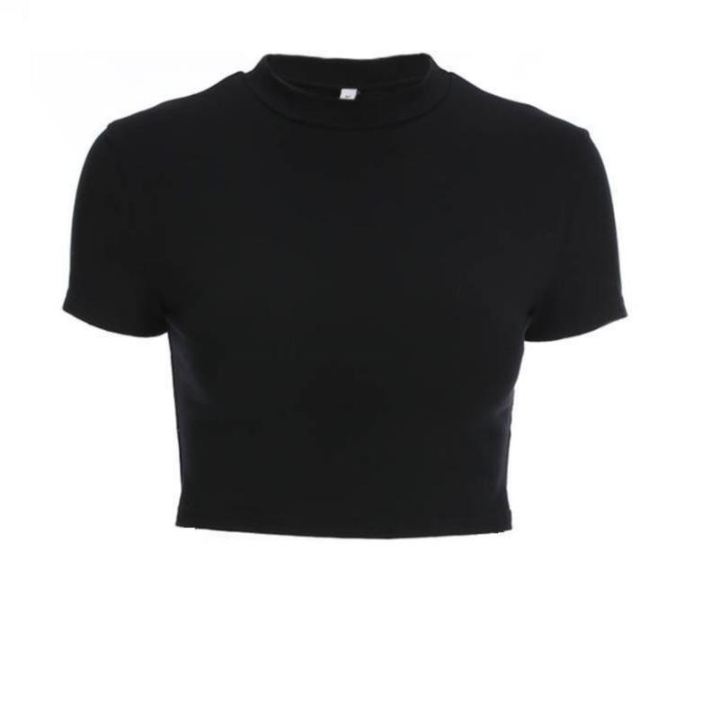 Top Solid Sexy Color Womens Oversized Sexy Open Navel Cross Strap Short Sleeve Tshirt Tightfitting Top