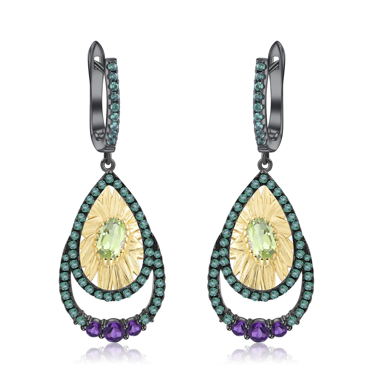 

Итальянские ювелирные изделия, оригинальные дизайнерские серьги, натуральный дизайн, серебряные серьги 925 пробы с сокровищами натурального цвета