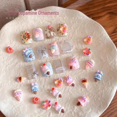 3D Summer Cartoon Nail Accessories – Cute Ice Cream & Donut Resin Decorations