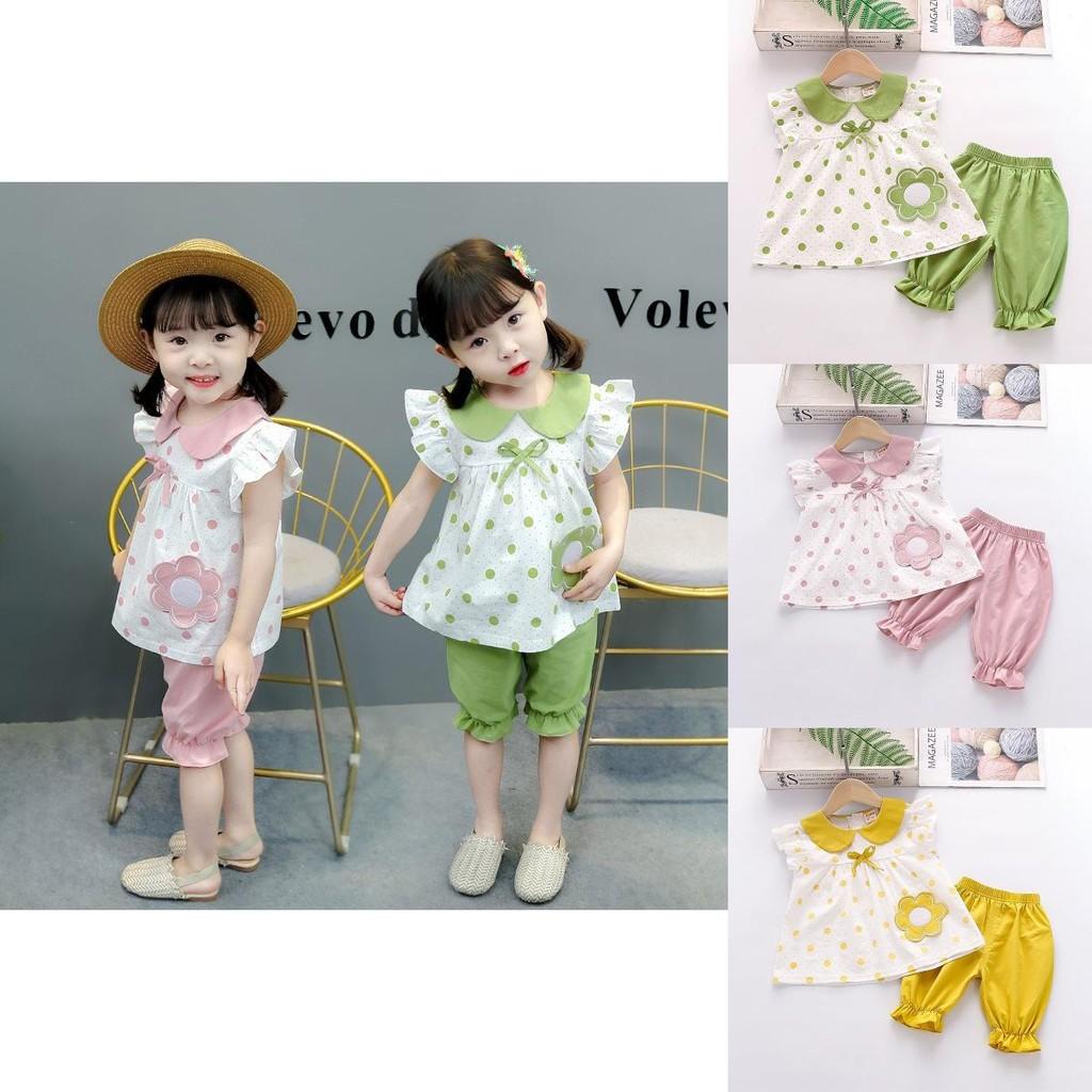 Charming Summer Floral Print Girls Outfit With Soft Cotton Fabric And Cute Capris