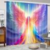 2pcs HD Digital Printed Curtains Living Room Bedroom Rod Pocket Curtains Colorful Angel Wings Print Curtain For Bedroom Window