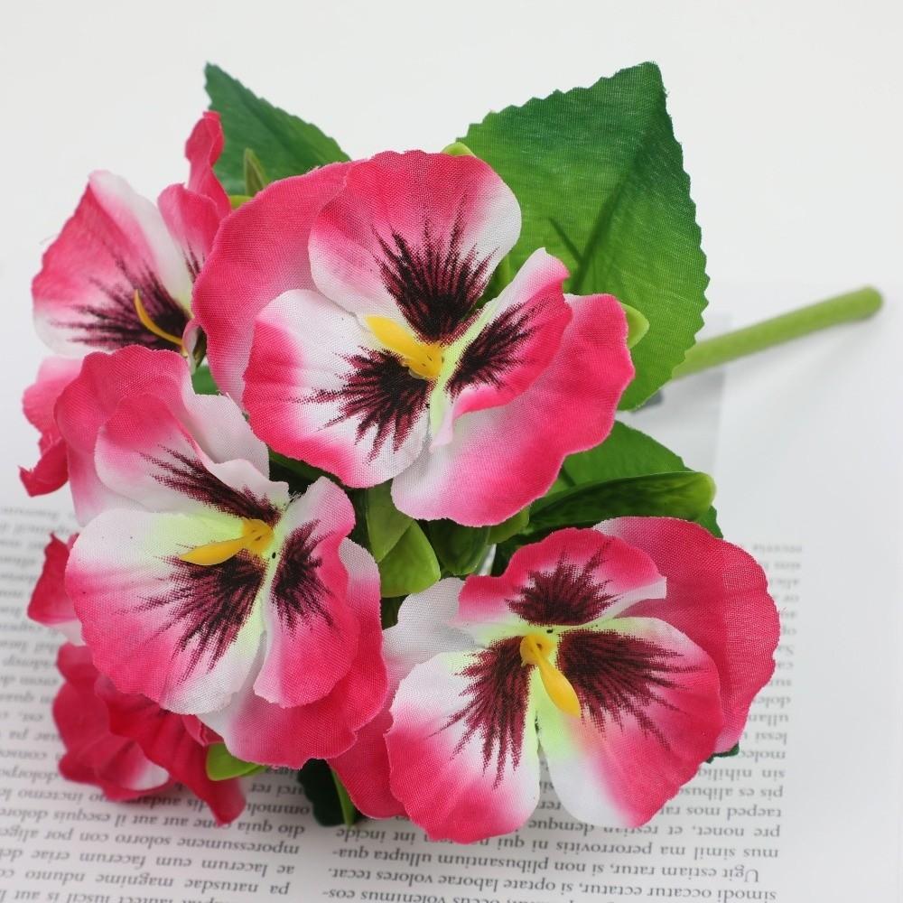 DIY Floral Artificial Pansy Flowers Dyed Edged Flower Bouquet  Photography Props