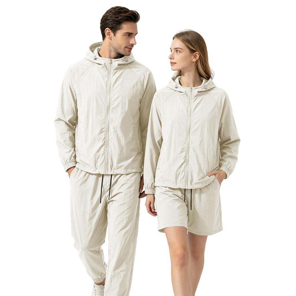Men's Quick Dry Hoodie Jacket UV Protection Lightweight Sun Protection Set Includes Shorts Pants and Long Sleeve Jacket Suitable for Outdoor Sports