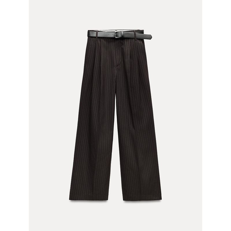Za2025 Spring New Women's Clothing Easiest for Match High Waist Slimming and Straight with Belt Double Pleated Elegant Pants 4661405