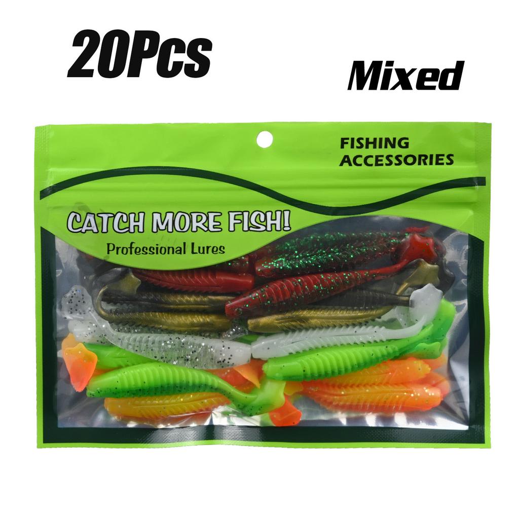 20Pcs Duck-Foot Soft Baits Lures 6.5cm PVC Material, Fish-Attracting Smell, Tear-Resistant And Bite-Resistant, Large Amplitude A