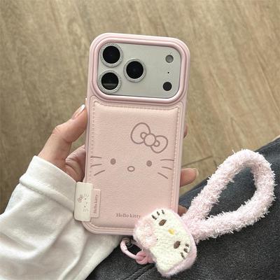 Ροζ Δερμάτινη Θήκη Κινητού Hello Kitty για iPhone 17/16 Pro Max/15/14