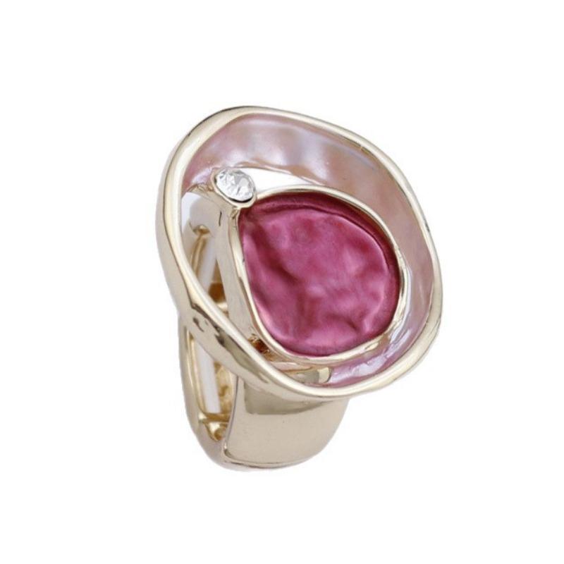 New enamel color hollow geometric ring elastic ring women's simple versatile irregular lotus leaf ring