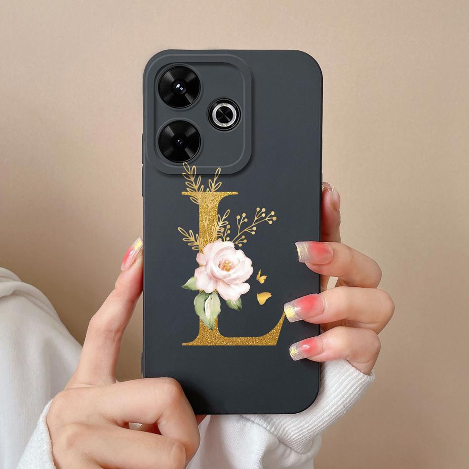 Elegant Case For Redmi 13 4G Personalized Letter Soft Liquid Silicone Protective Phone Cover For Xiaomi Redmi13 Shell Funda Capa
