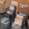 2 Pcs Transparent Acrylic Plastic Eyeshadow Palette Organizer, Compact Powder Drawer, Blush Cosmetics Desktop Storage Rack Holder
