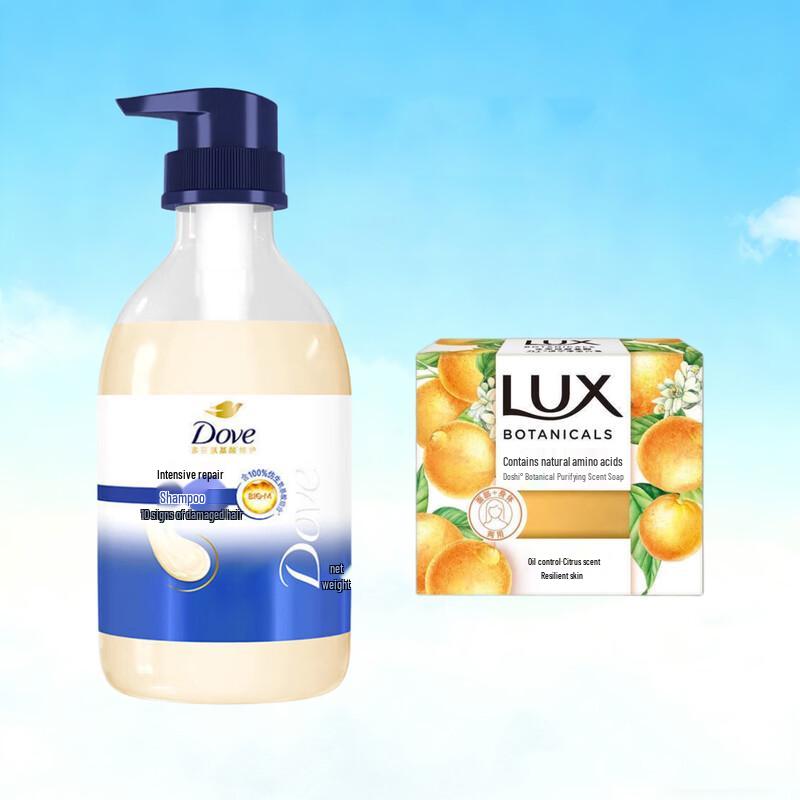 Набор: Увлажняющий шампунь Dove и мыло Lux с цитрусом
