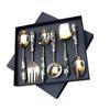 Black Mother of Peal (MOP) Round Handle Serving Spoon Set of Six Pcs