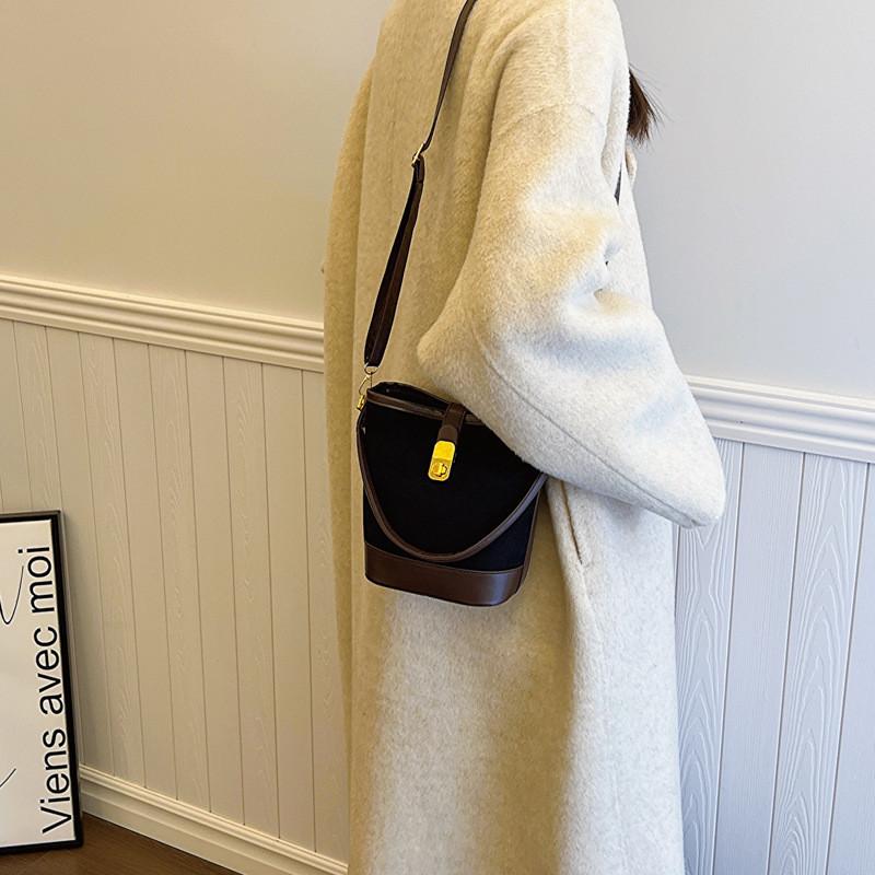 Trendy Street Style Pu Bucket Bag For Women 2023 Winter New Fashion Handbag