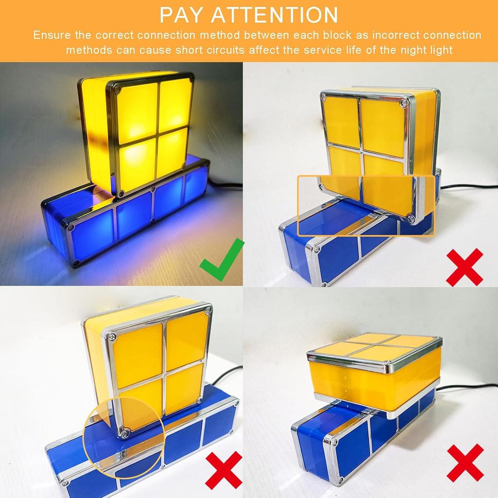 Night Light New Upgrades DIY Stackable LED 3D Puzzles Night Lamp Lights 7 Colors Night Lights Interlocking Induction Nightlights Novelty Tangram