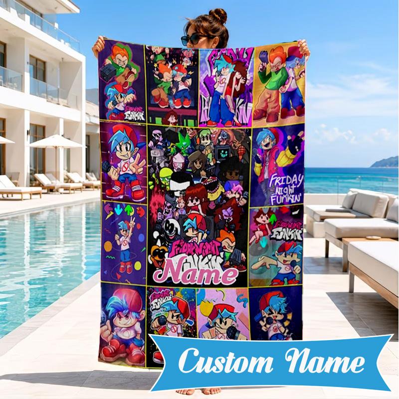 Custom Name Friday night Beach Towel Microfiber Beach Towel, Lightweight and Quick-Dry, for Summer Travel, Swimming Pool Gift