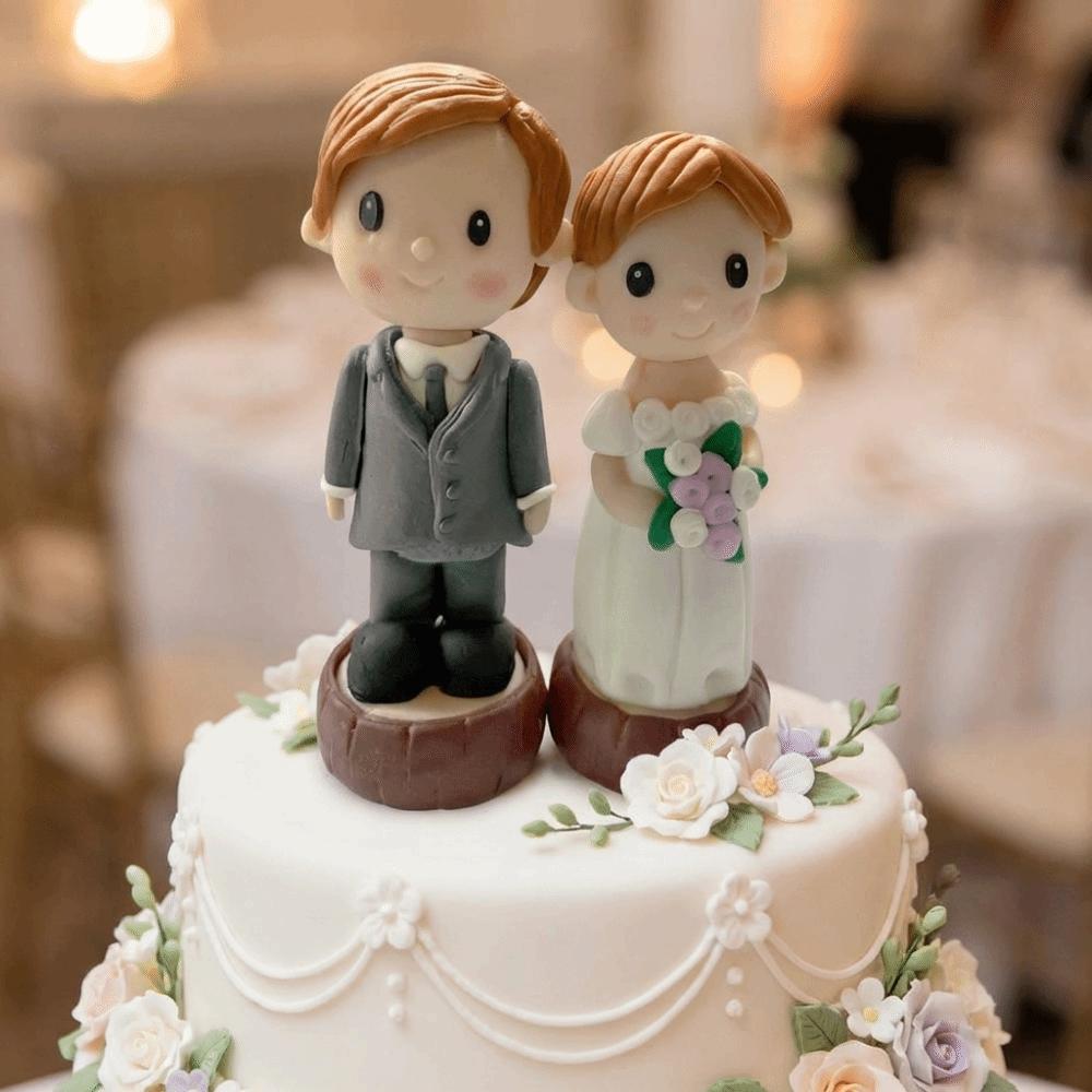 Creative Couple Wedding Cake Topper Elegant Cake Toppers Dolls Bride & Groom Figurines Marry