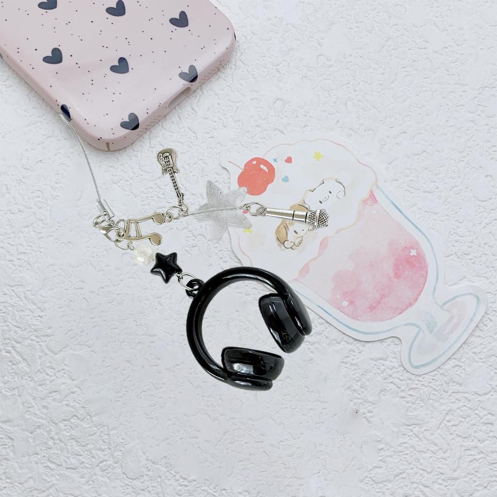 Stylish Music Note Keychain Phone Chain with Headphone Pendant Design for Backpack Phone Accessories and Gift Ideas