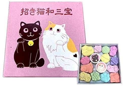 Baikodo Maneki Neko Wasanpo (Wasanbon) Sweets, Dried Sweets, Japanese Sweets, Cat, Black Cat, Maneki Neko, Small Gift (2 pieces)