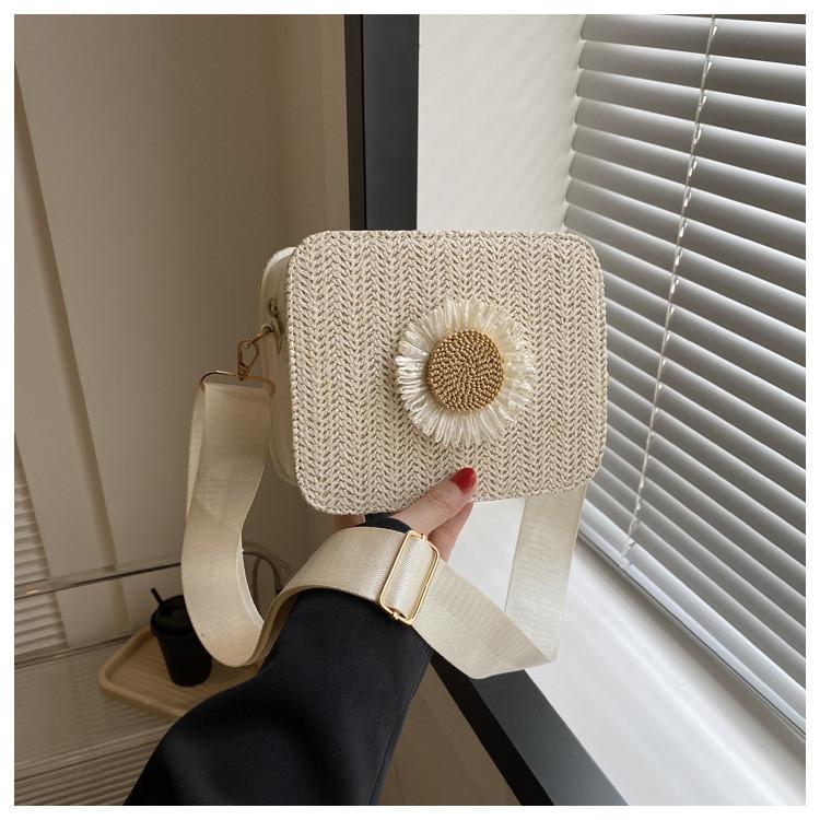 Contemporary Woven Small Square Handbag For Women Perfect For Daily Use OffWhite