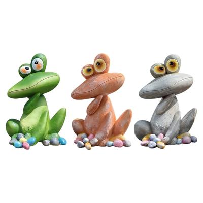 Funny Resin Sitting Frogs Statue Unique Decorative Animal Ornament For Home Office and Garden Patios Backyard Decoration