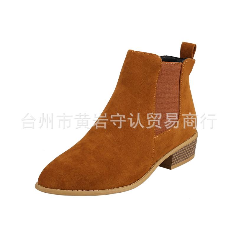 Large Size Women's Short Boots Women's Autumn New Models New Suede Round Head Thick Heel Women's Martin Boots