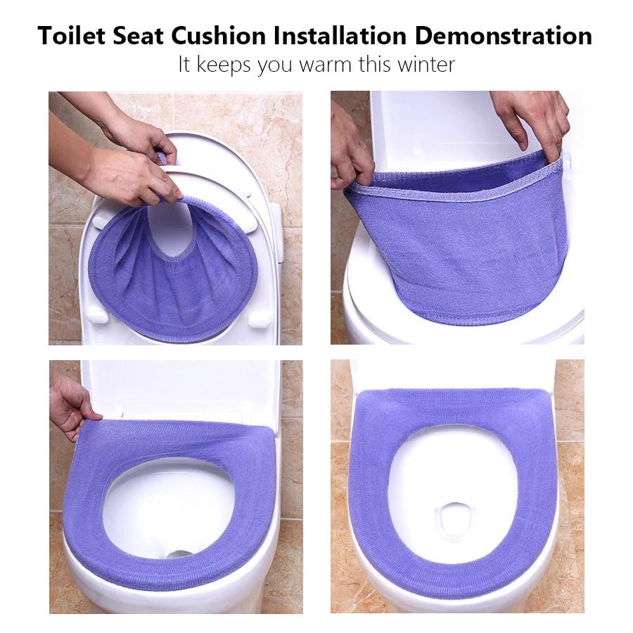 Warm Soft Washable Toilet Seat Cover Mat Home Decor Closestool Lid Cover Seat Case Accessory for Bathroom Decor