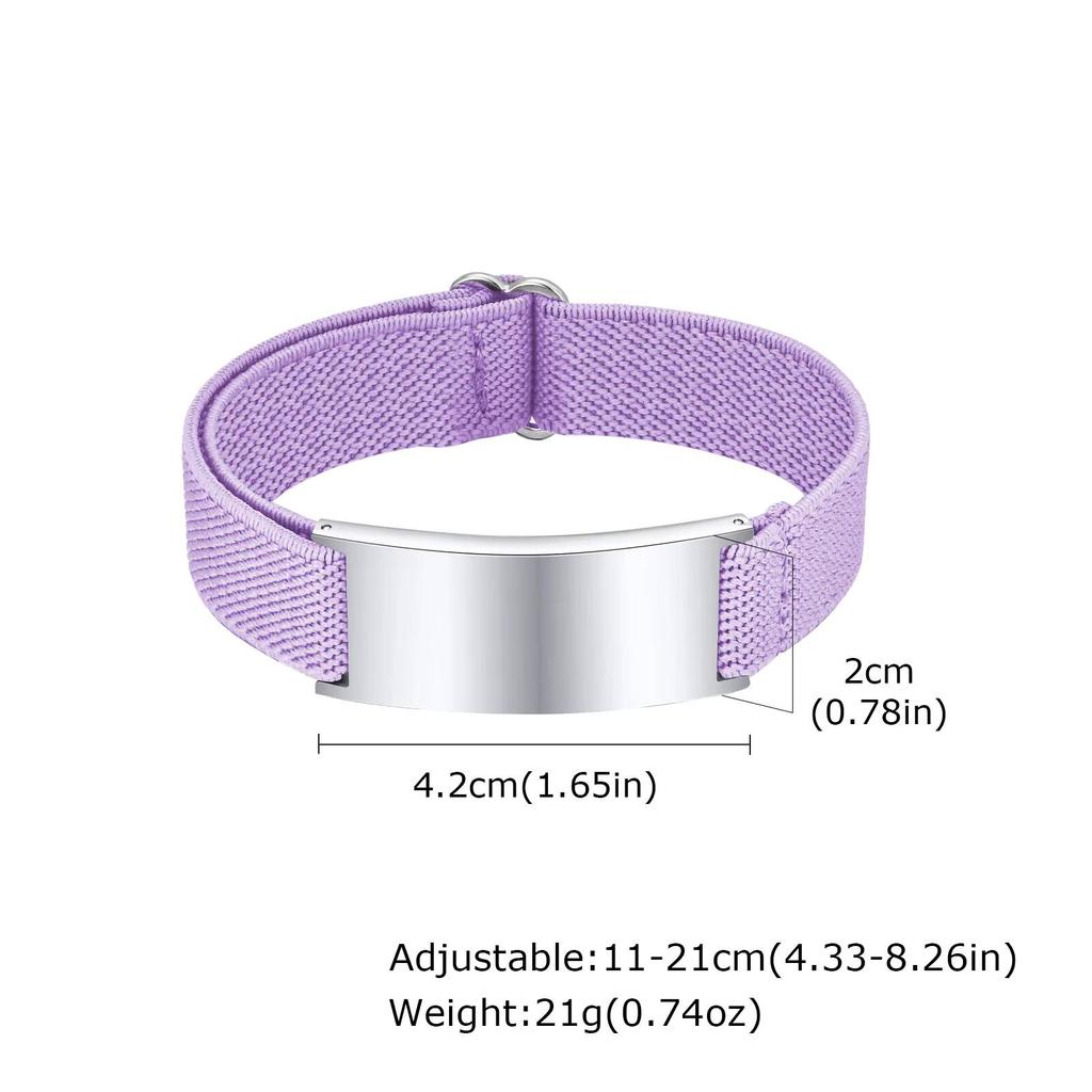 Vnox Free Engraved Curved Plate Bracelets Elastic Wristband for Men Women, Stainless Steel Adjustable Band, Personalized Jewelry