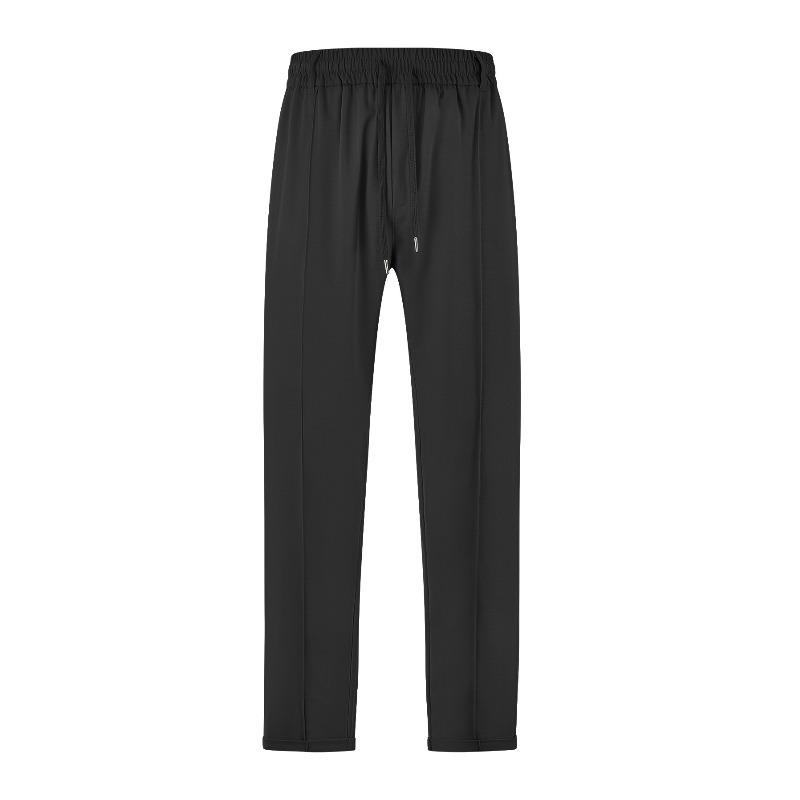 Men s Summer Loose Breathable High Waist Tether Imitation Cotton Twill Shuttle Men s Trousers Casual Pants S чёрный
