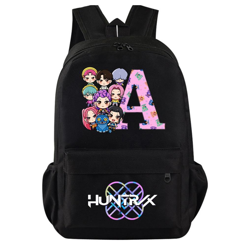 26 English Letter Kpop Demon Hunters Printed Backpack for Teenager Student Girl Boy Bookbag Schoolbag Women Large Capacity Travel Bag Kid Gift Rucksak