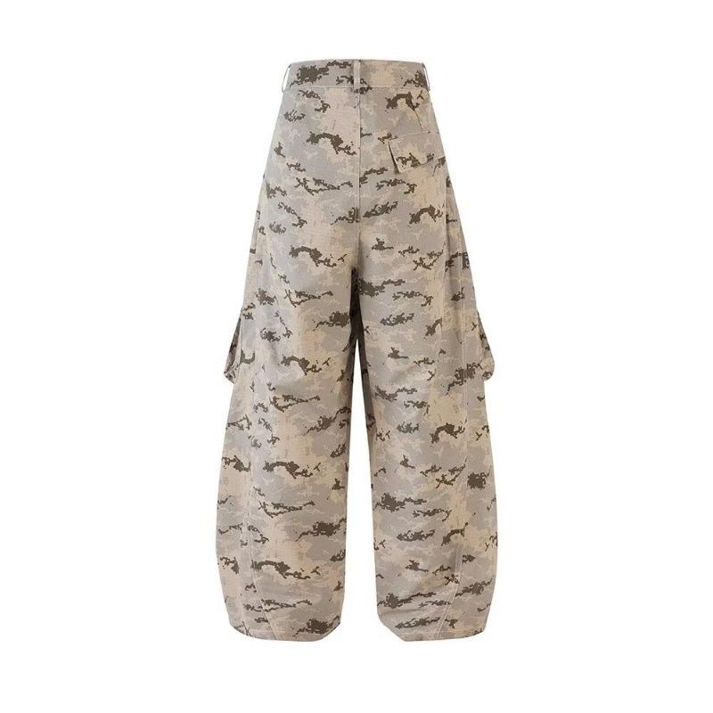 Desert Camouflage Tooling Jeans Men s and Women s Autumn New Loose Straight Casual Wide-leg Scimitar Pants S