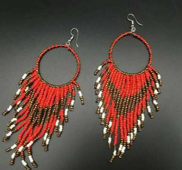 European & American Bohemian Handmade Seed Bead Tassel Drop Earrings