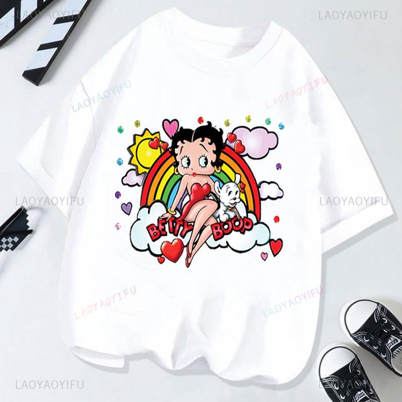 Hot Sale BettyBoop Camiseta Kawaii Cartoon Retro Style Cotton Crewneck Casual Y2k Clothes  T-Shirt Shoujo Girl Style Creativity