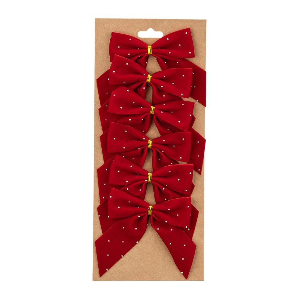 Rhinestone Tree Hanging Ornaments Red Gold Wreath Decorations Festive Gift Wrapping Bows  Christmas