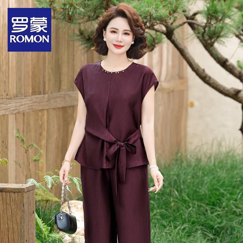 Romon Women s 2026 Summer Short-Sleeved Two-Piece Set L