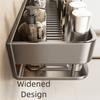 Wall-Mounted Bathroom Storage Rack Aluminum Alloy Punch Free Bathroom Shelf with Hook and Rod Drainable Bathroom Organizer