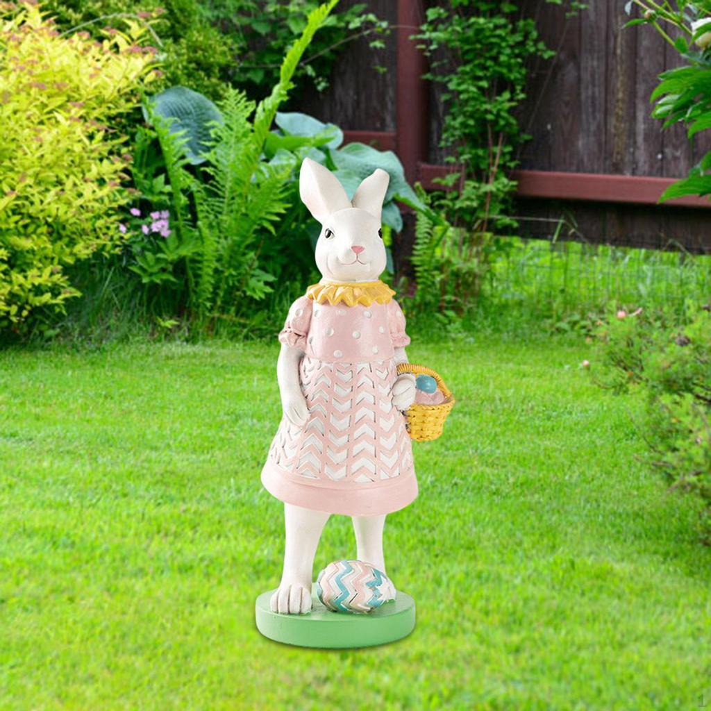 Easter Bunnies Statue Harz Sculpture Home Decoration Decorative Deck Tabletop Ornament