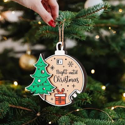 Xmas Countdown Sign Wooden Days Until Christmas Ornament Rustic Hanging Advent Calendar for Mantel Christmas Tree Decoration
