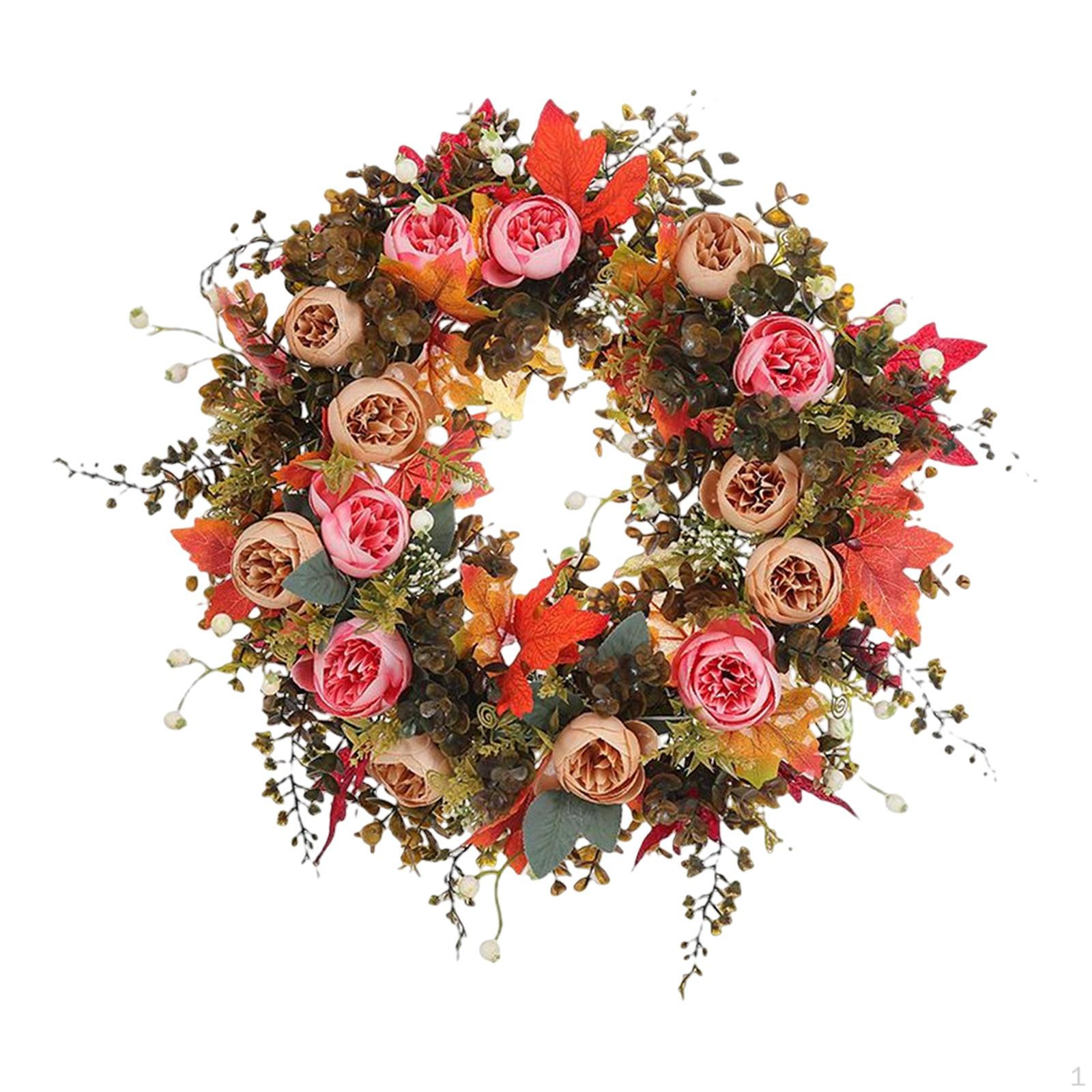 

Artificial Wreath Flower Maple Leaves Wall Door Window Decoration Pendant 45cm