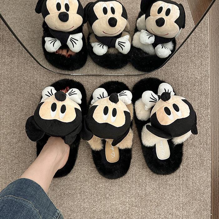 Fashion Cartoon Casual Bag Head Fluffy Slippers 2025 Autumn and Winter Suede Cute Cartoon Outer Wear Home Cotton Slippers