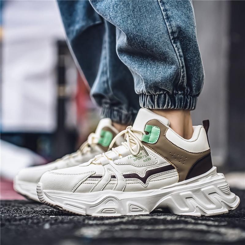 

Spring new men s shoes trendy sports running non-slip teen big head models are more casual platform dad trendy shoes 44 бежевий